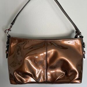 Coach Madison Patent Leather Demi Small Pleated Copper Handbag Pouch